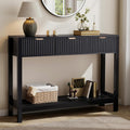 Nasonet Fluted Console Table, Wooden Sofa Table with Storage and Drawers, Farmhouse Behind Couch Table Entryway Table for Entrance, Hallway, Living Room, Black