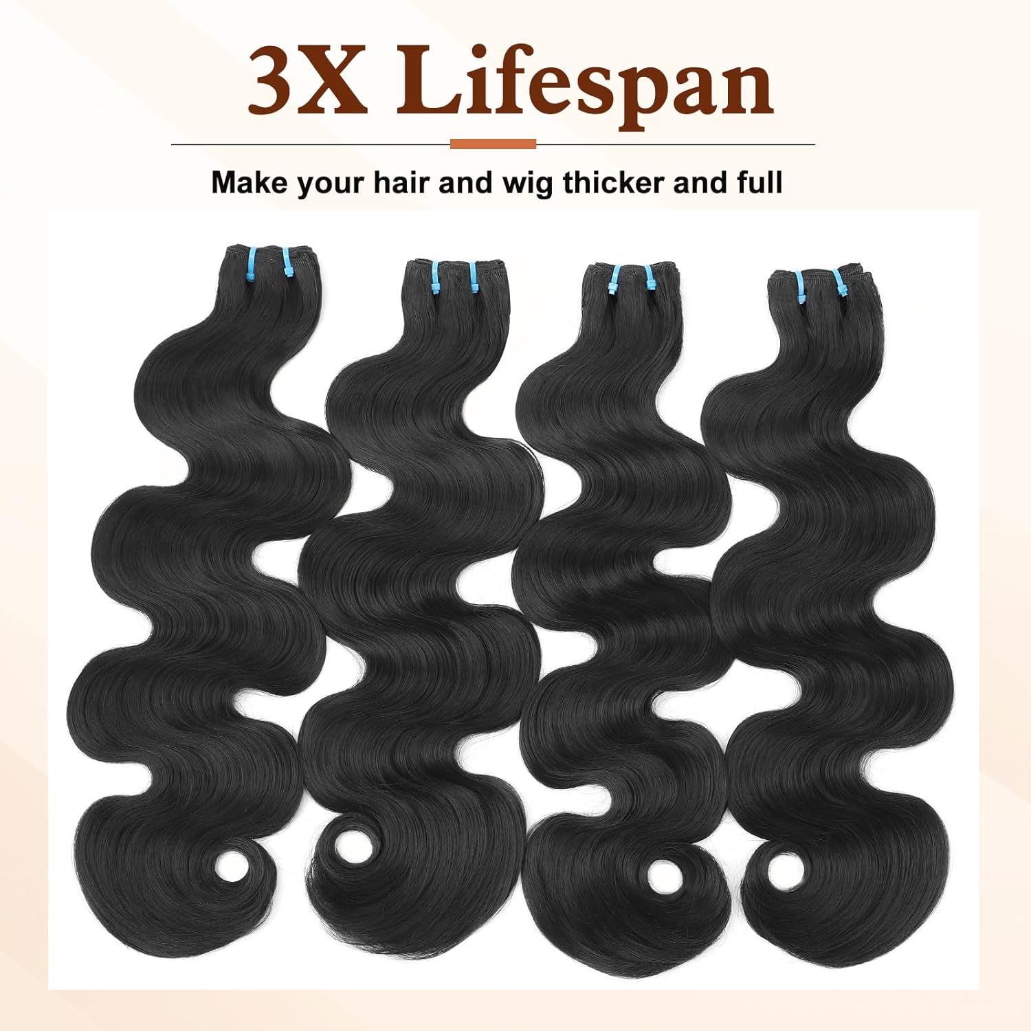 18A Raw Human Hair Bundles Body Wave 16 16 18 18 Inch, 100% Real Bundle Human Hair 4 Bundles, Triple Lifespan Virgin Remy hair Natural Color (16 16 18 18 Inch)