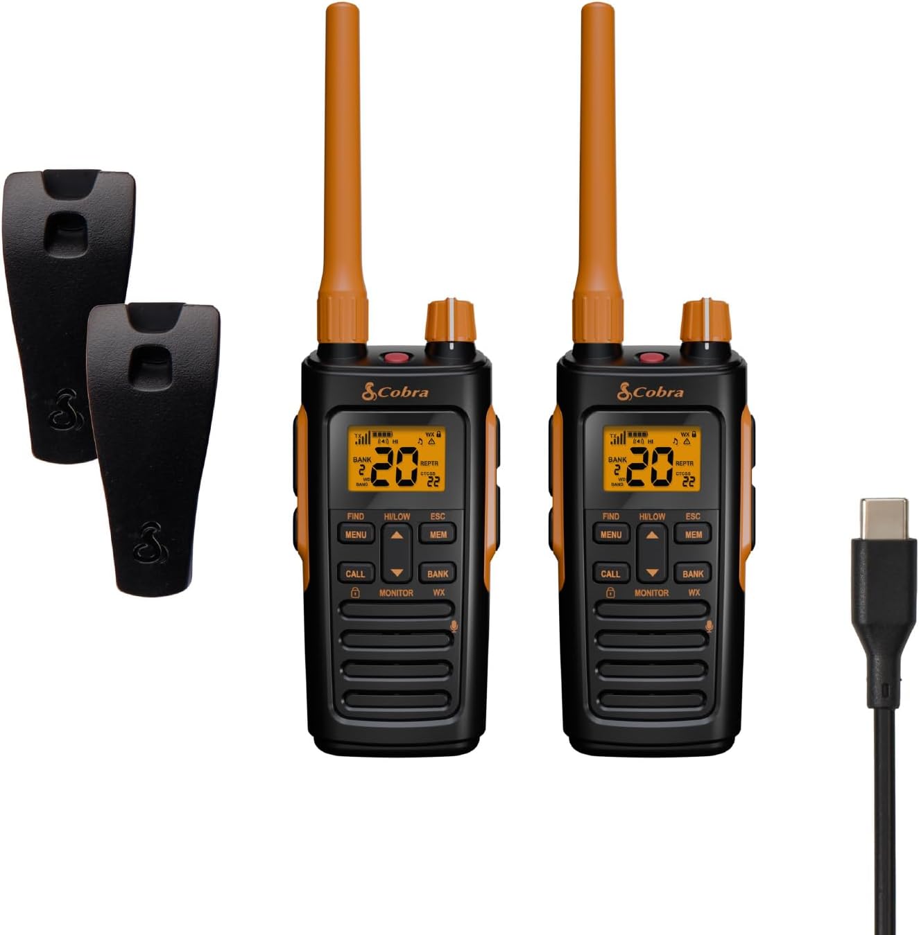 Cobra TrailBlazer 450 GMRS Radio (2-Pack) – IP54 Weather Resistant, 16hr Battery, 2.5W Long Range Walkie Talkies, Large LCD Display, NOAA, Programmable Software, Removable Antenna, Repeater Capable