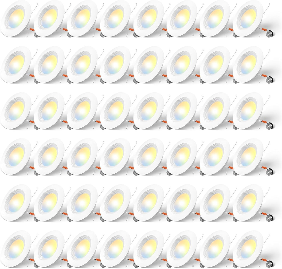 Amico 5/6 inch 5CCT LED Recessed Lighting 48 Pack, Dimmable, IC & Damp Rated, 12.5W=100W, 950LM Can Lights with Baffle Trim, 2700K/3000K/4000K/5000K/6000K Selectable, Retrofit Installation - ETL & FCC