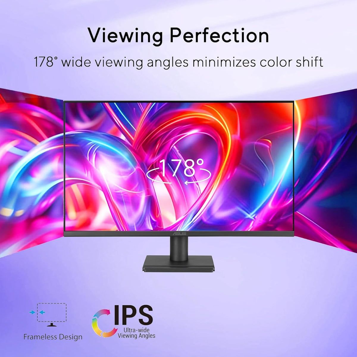 ASUS 24 inch Monitor, FHD(1920x 1080), 120Hz, 1ms, Adaptive-Sync, 99% sRGB, Anti-Glare, Eye Care, VESA Mountable, Speakers, HDMI, DisplayPort, VGA, Frameless, Tilt Adjust, Black, for Office and Gaming