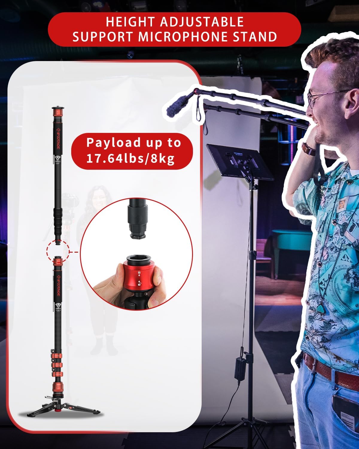 IFOOTAGE Monopod for Camera Cobra 3 A180T, Quick Adjust Monopod with Feet,Height to 71"/180cm,Walking Stick,CB3 Base Tripod,for Camera Photography,Travel,Payload up to 17.64 lbs/8 KG