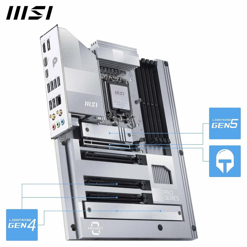 MSI PRO Z890-S WiFi PZ Motherboard, Back-Connect ATX - Supports Intel Core Ultra Processors (Series 2), LGA 1851 - DDR5 Memory Boost (8600+ MT/s OC), PCIe 5.0 x16, M.2 Gen5, Wi-Fi 7, 2.5G LAN