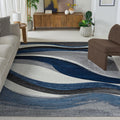 SAFAVIEH Area Rug 8x10 - Hollywood Collection - Large - Grey & Blue, Mid-Century Modern Design, Non-Shedding & Easy Cleaning, Ideal for Living Room, Bedroom, Office, Dining Space (HLW766F)