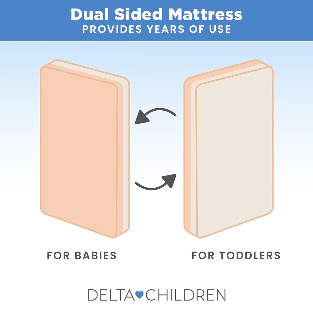 Delta Children Summer Breeze Mattress - Breathable Baby Crib & Toddler Mattress with Cloud Core - Machine Washable Cover - GREENGUARD Gold – Waterproof - Sustainably Sourced Core, Apricot/White