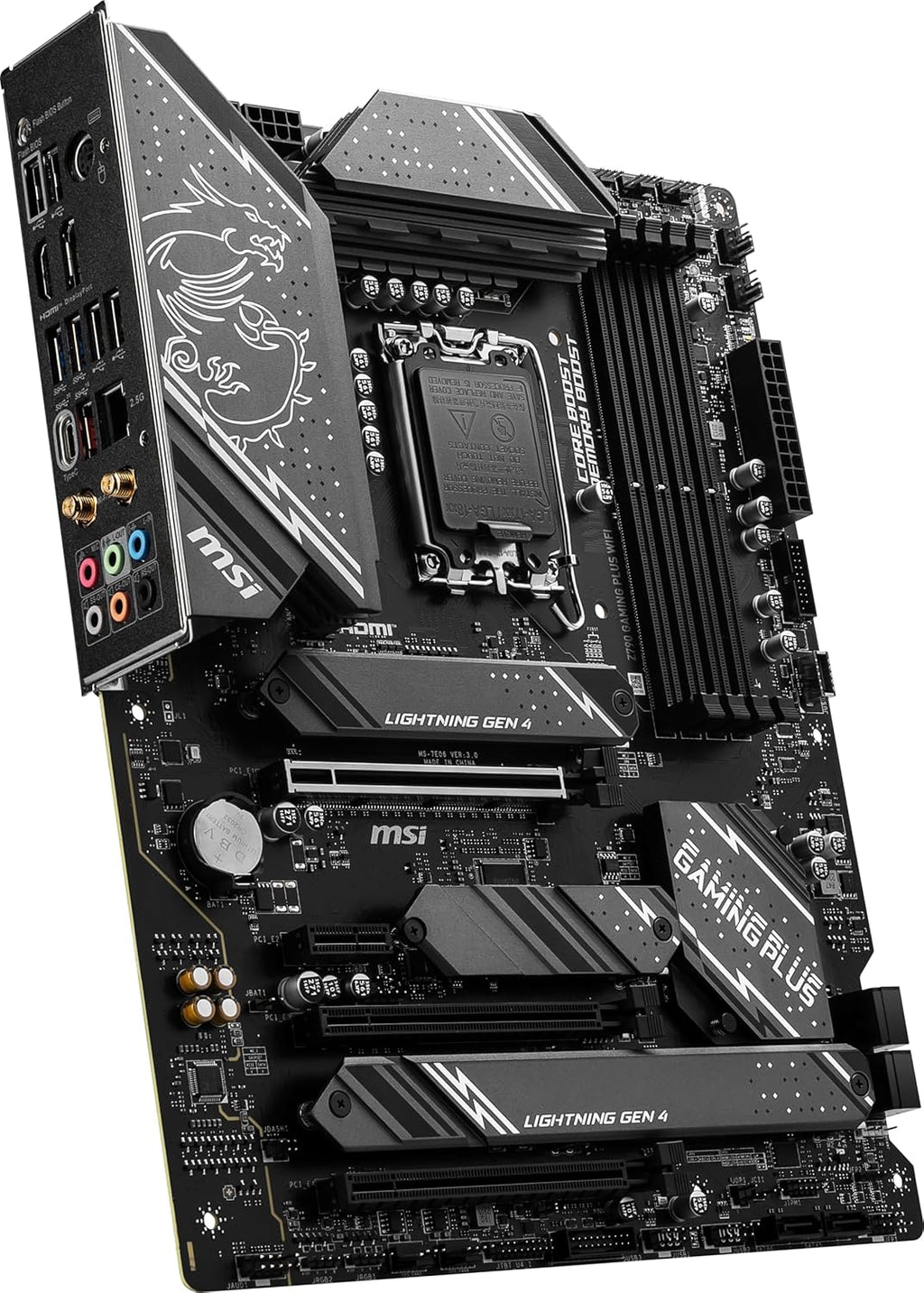 MSI Z790 GAMING PLUS WIFI-AMZ Gaming Motherboard (Support 14th/13th/12th Gen Intel Processors, LGA 1700, DDR5, PCIe 5.0, M.2 Slots, 2.5Gbps LAN, USB 3.2 Gen2, Wi-Fi 6E, Bluetooth 5.3, ATX) (Renewed)