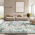 SAFAVIEH Area Rug 8x10 - Madison Collection - Large - Cream & Blue, Boho Chic Distressed Medallion Design, Non-Shedding & Easy to Clean, Ideal for Living Room, Bedroom, Dining Space (MAD473B)