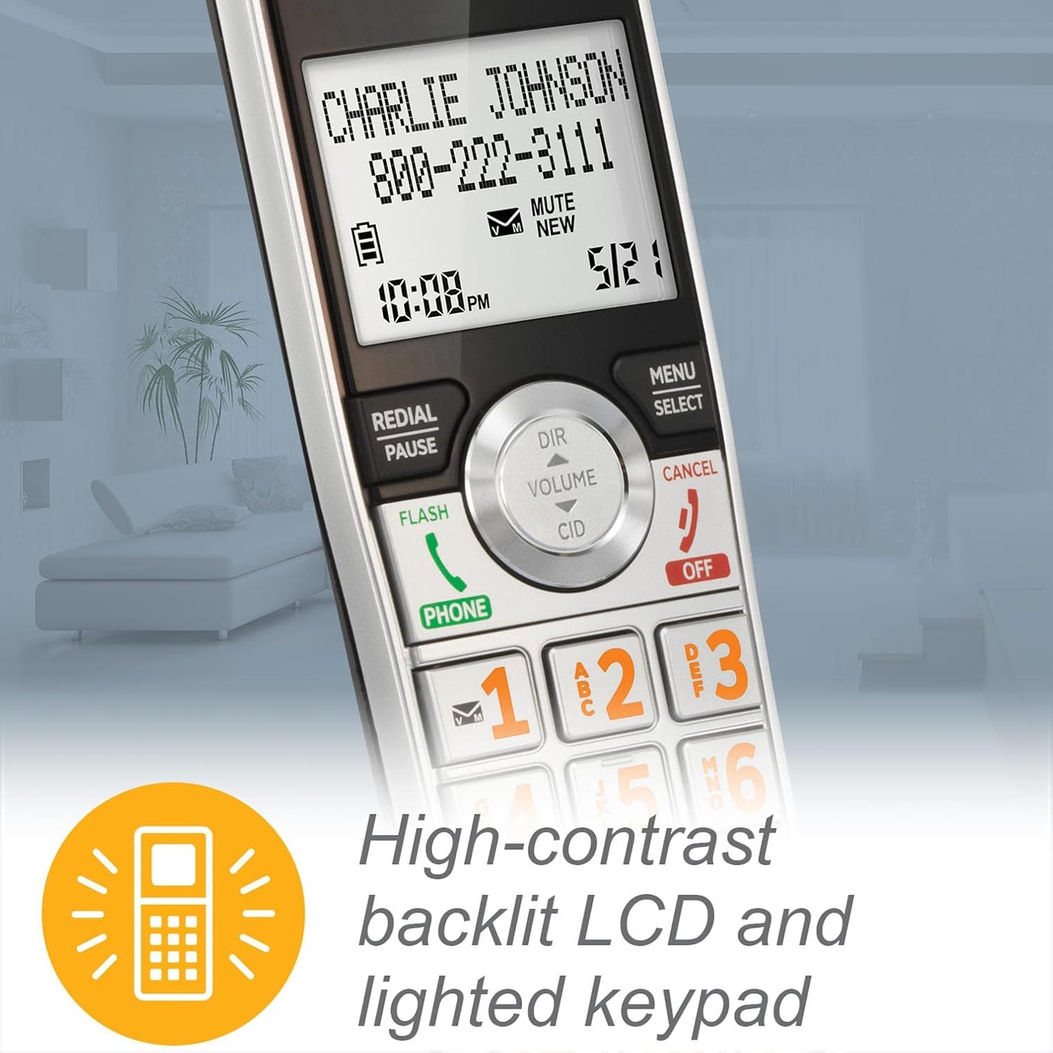 AT&T CL84207 DECT 6.0 2-Handset Corded/Cordless Phone for Home with Long Range, Answering Machine, Call Blocking, Caller ID Announcer, Intercom, and Line-power mode, Silver/Black
