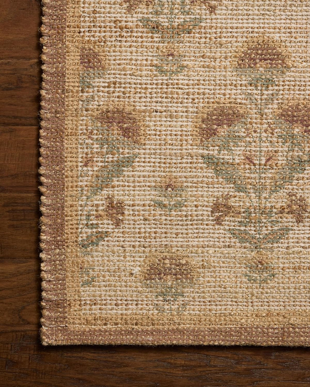 Loloi Chris Loves Julia Rue Collection RUE-01 Wheat/Sage 8'-6" x 11'-6" Area Rug Jute Neutral Floral Living Room Bedroom Rug