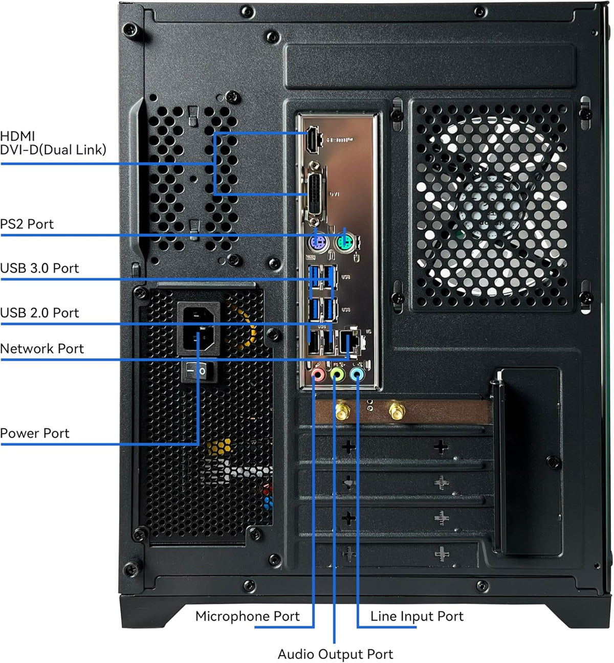 YAWYORE Gaming PC Desktop Computer AMD Ryzen 5 5600GT,16GB DDR4 3200MHz,1TB M.2 NVMe PCle,550W 80PLUS PSU,WiFi,Game Design Office Console,Sea View Room, Towers PC (Black)