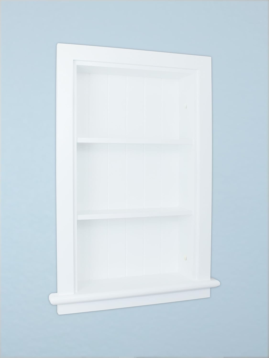 14x24 Recessed Wood Bathroom Niche Medicine Cabinet Replacement w/ Ledge, Wall Niche Medicine Cabinet Replacement, In The Wall Between Studs Bathroom Cabinet Insert Shelf/Shelves, Beadboard, White