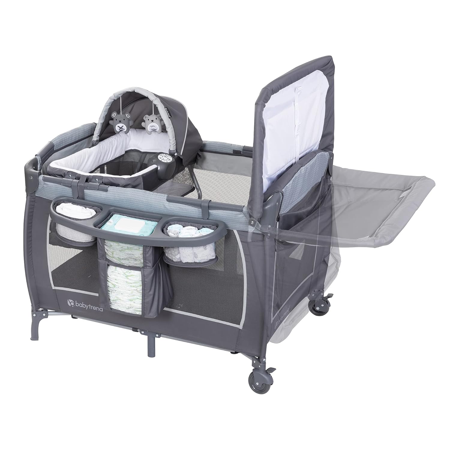 Baby Trend Lil' Snooze™ Deluxe III Nursery Center® Playard for Twins, Cozy Grey
