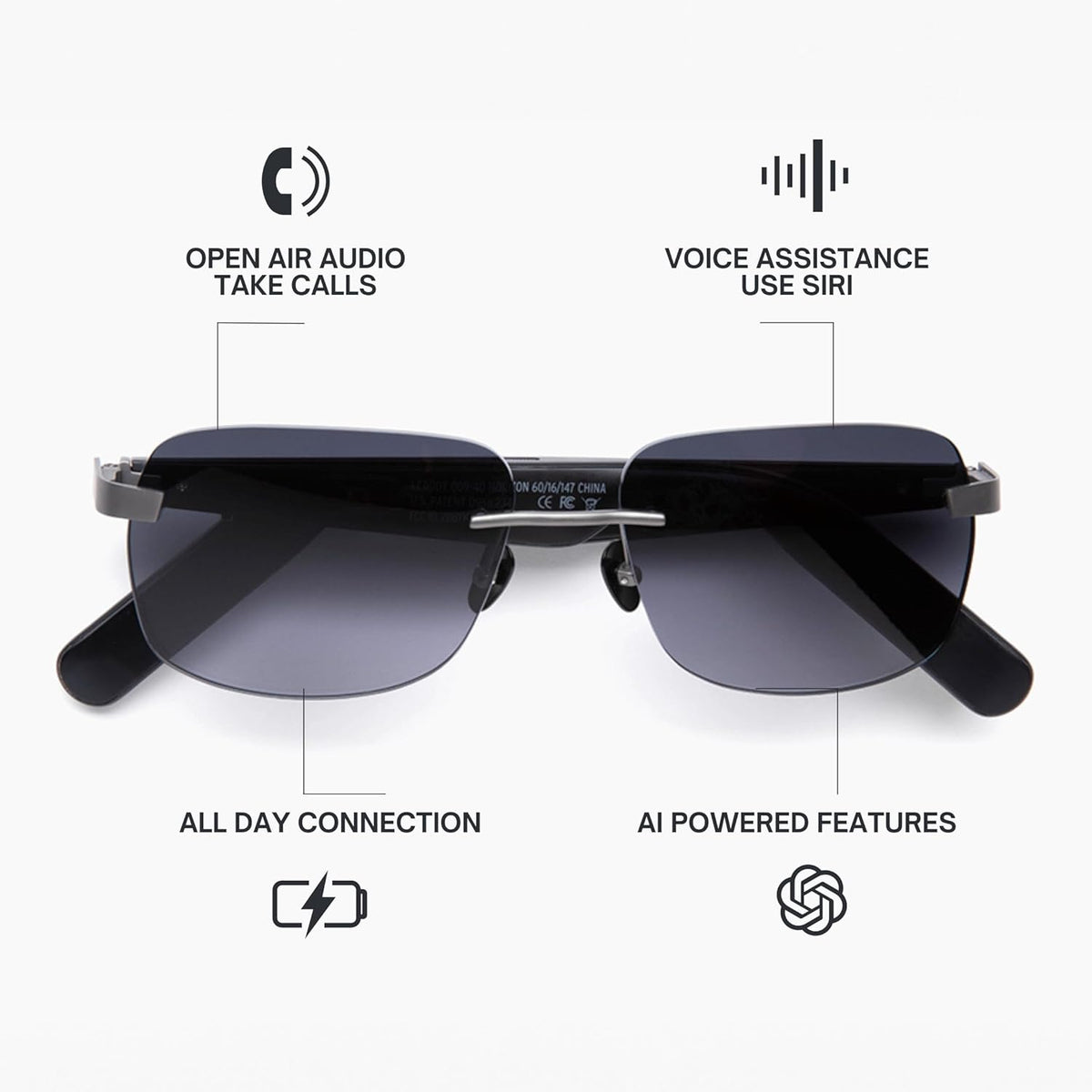 Lucyd Eddie Bauer Smart Glasses for Men Bluetooth Smart Glasses with UV400 Polarized Lenses, Open Ear Speakers & Microphone Horizon (Standard)
