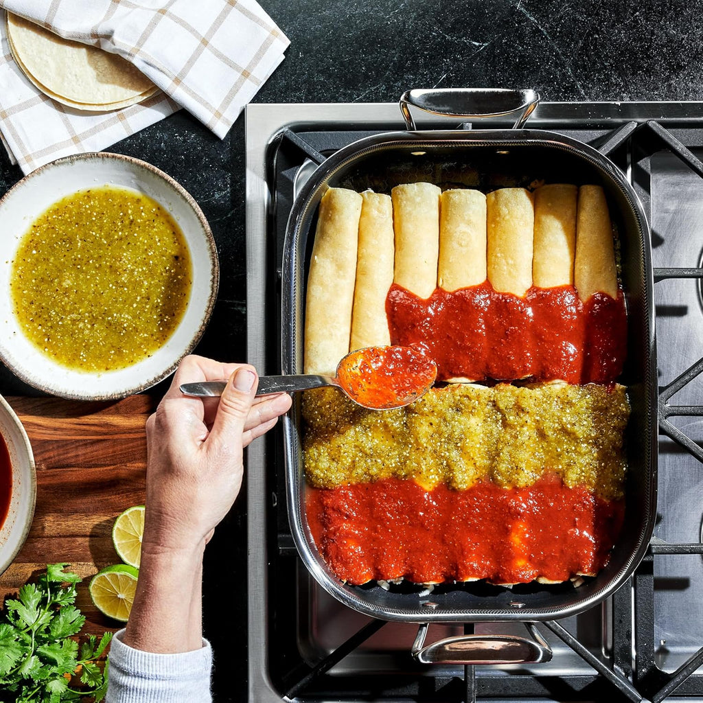HexClad Hybrid 14 x 10 Inch Rectangular Nonstick Roasting Pan with Rack, Dishwasher-Friendly, Oven-Safe Up to 900°F, Compatible with All Cooktops
