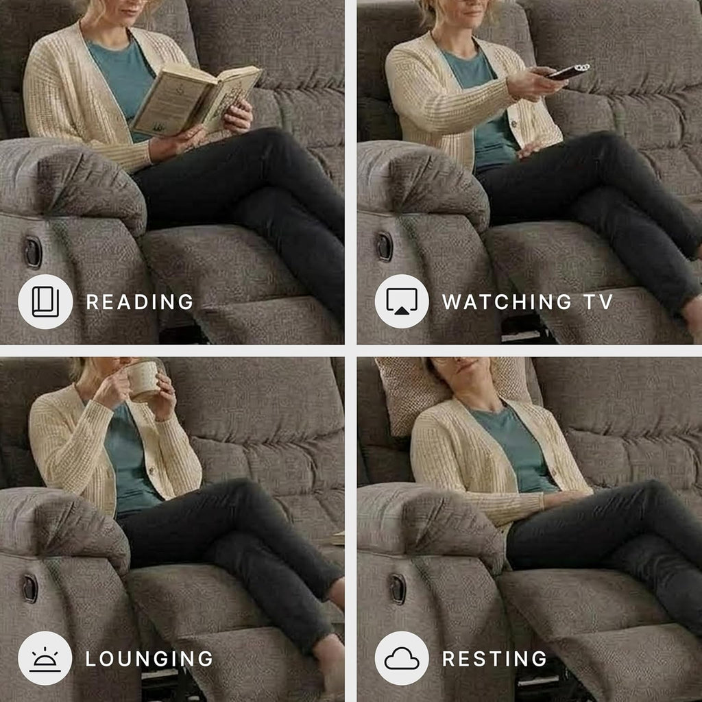 Signature Design by Ashley Tulen Modern Manual Pull Tab Reclining Sofa, Dark Gray