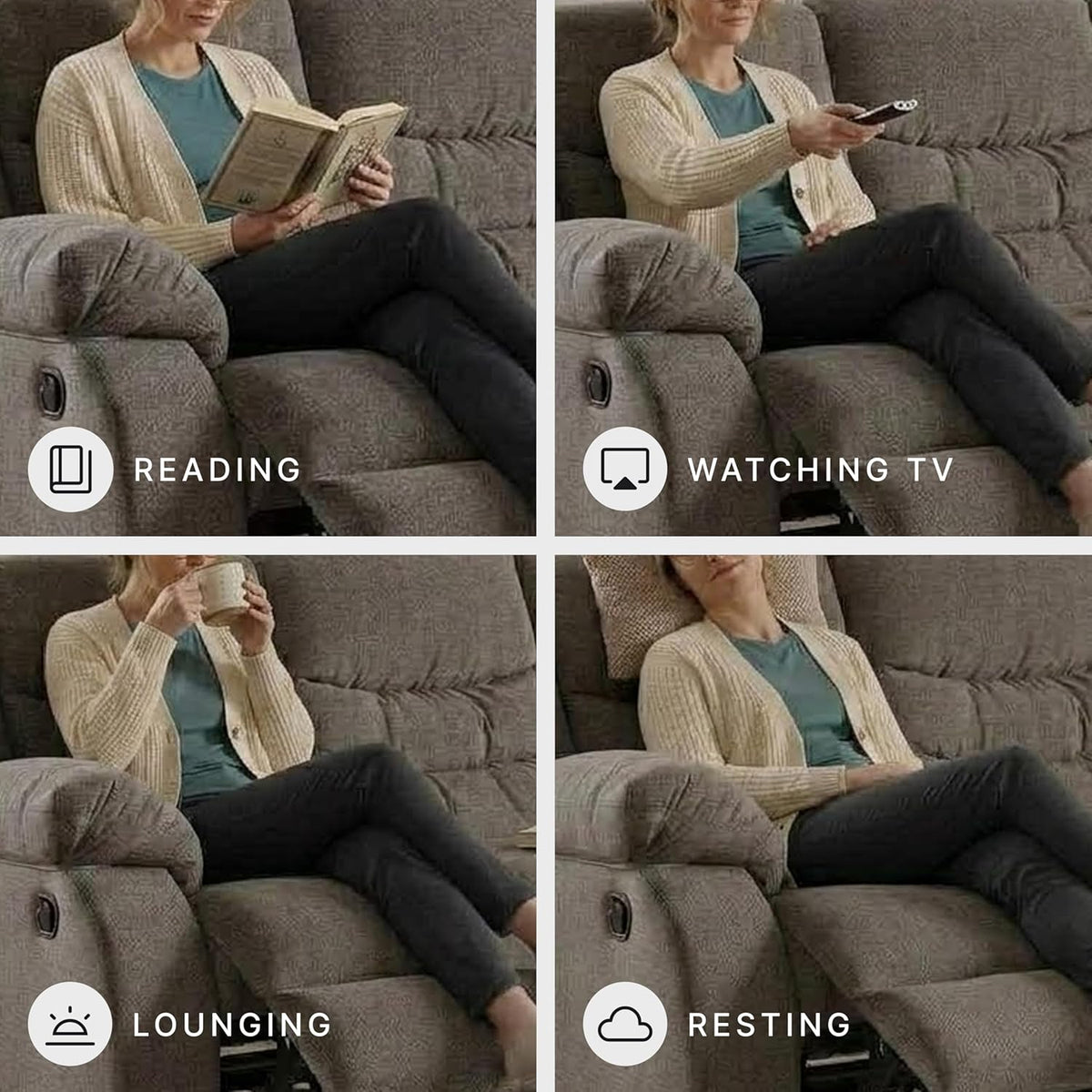 Signature Design by Ashley Tulen Modern Manual Pull Tab Reclining Sofa, Dark Gray