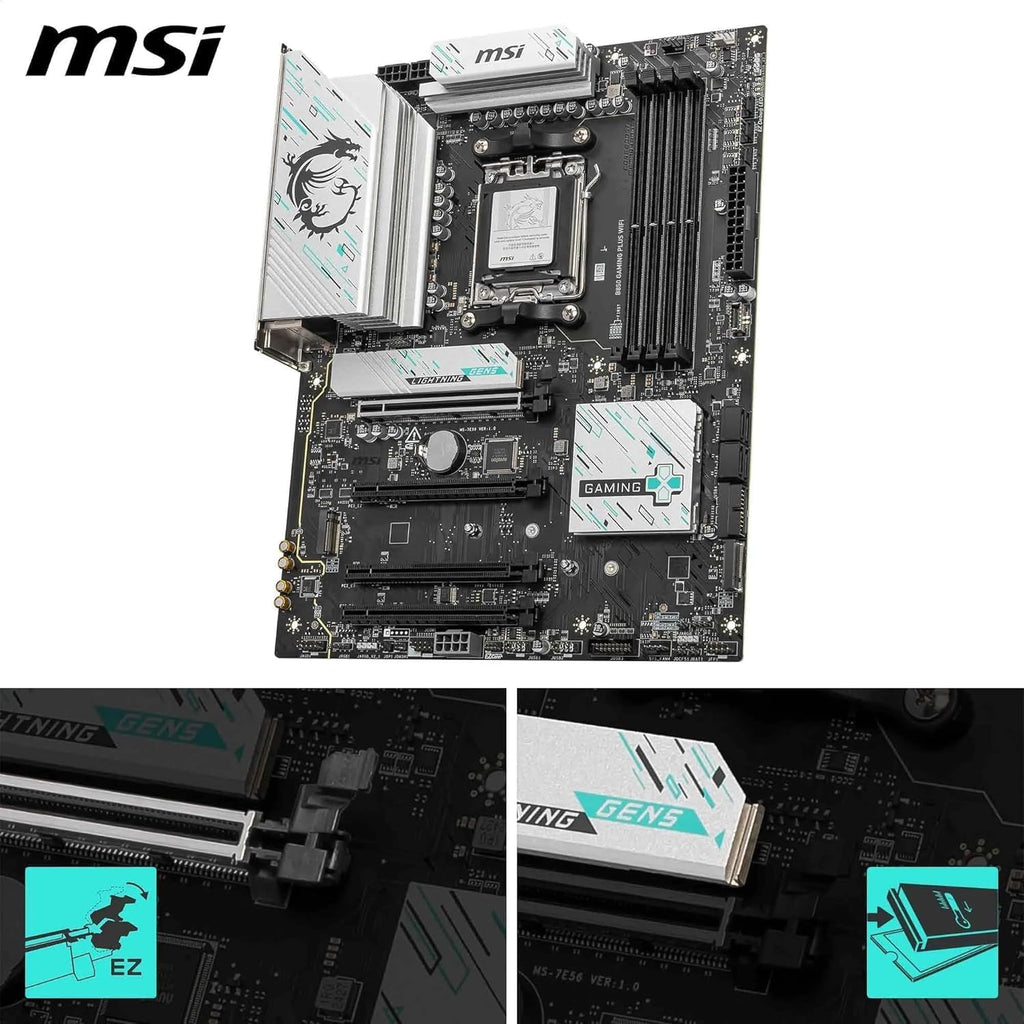Micro Center AMD Ryzen 7 9700X CPU Processor with MSI B850 Gaming Plus WiFi Motherboard (ATX, AM5, DDR5, PCIe 5.0, M.2 Gen5, Wi-Fi 7, 5G LAN)