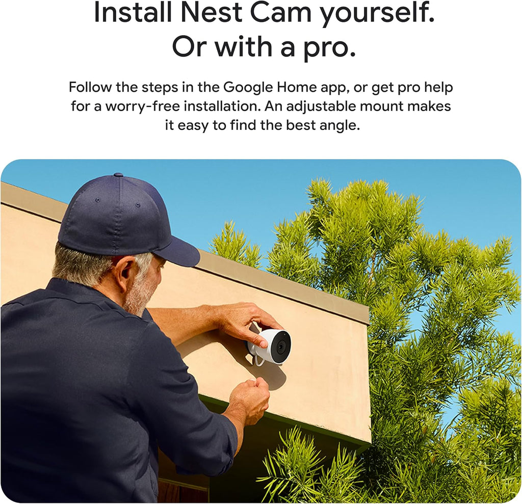Google Nest Cam Outdoor (Wired, 2nd Gen) - Security Camera with 2K Video and Gemini, Night Vision, 2-Way Audio - Works with Google Home - 2025 Model - Hazel