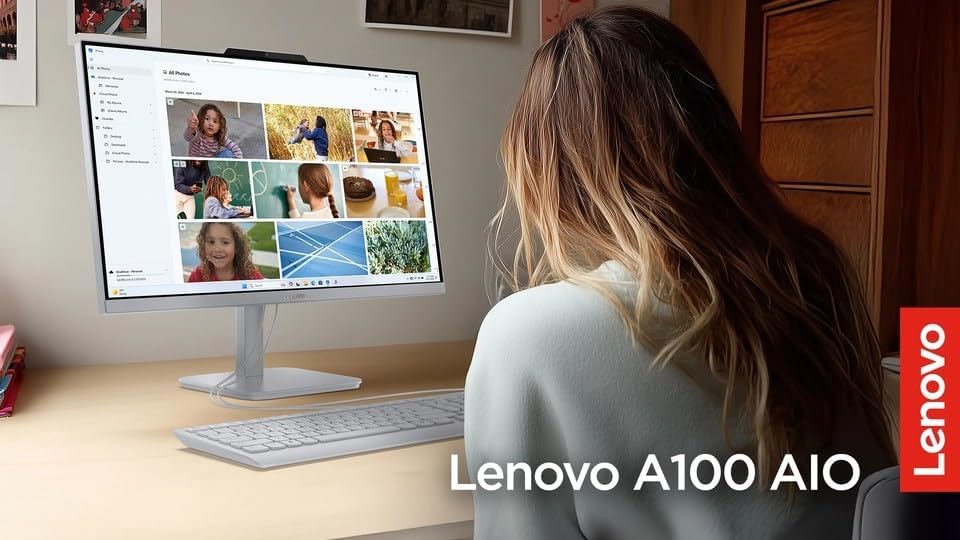 Lenovo 24'' All in One Desktop with Office 365 for The Web, Intel Ultra-Fast 4-Core, Full HD Display, 16GB RAM, 1TB Storage(512GB SSD & 512GB External Drive), Wi-Fi 6, Win 11, Wireless KB & Mouse