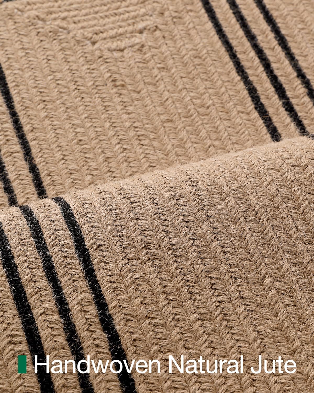 LUMI 3x8 Jute Runner Rug Non Slip for Hallway, Natural Rustic Carpet No Shedding, Farmhouse Braided Area Mat Indoor High Traffic for Living Room, Entryway, Kitchen, Laundry