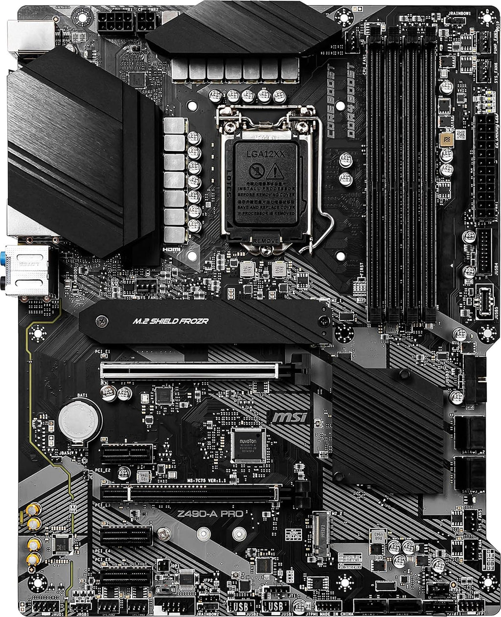 MSI Z490-A PRO ProSeries ATX Motherboard (10th Gen Intel Core, LGA 1200 Socket, DDR4, Dual M.2 Slots, USB 3.2 Gen 2, 2.5G LAN, DP/HDMI)