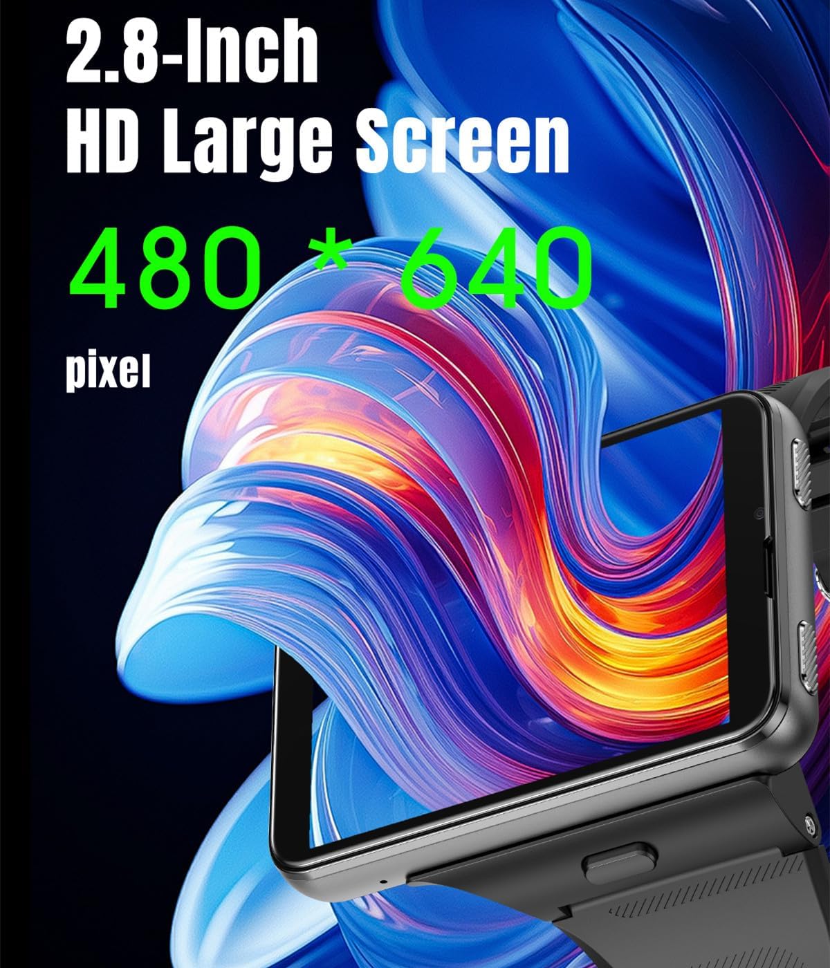 Smart Watch for Men, 4G Smartwatch for Android and iOS 2.88 Inch Touch Screen Android 11 OS 64GB Activity Tracker with Face Unlock Dual Cameras WiFi GPS Detachable Band (Black, 64G)