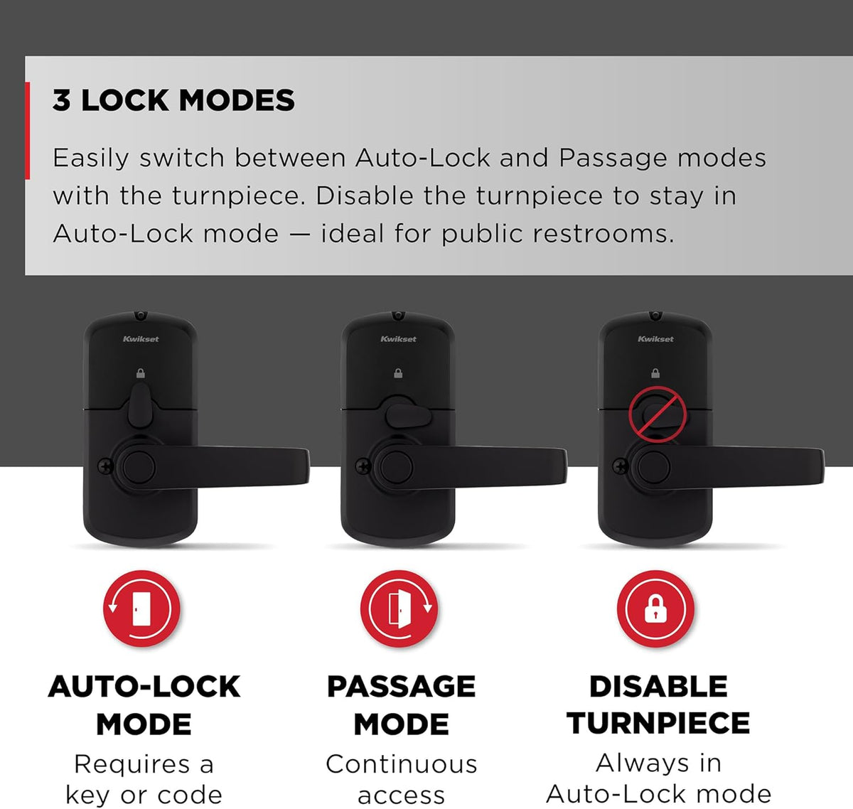 Kwikset SmartCode 955 Light Commercial 10-Button Keypad Matte Black Electronic Kingston Lever, Featuring Convenient Keyless Entry, 3-Year Battery Life and High Traffic Durability