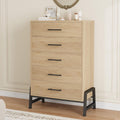 Garvee 5 Dresser for Bedroom, 50.5 in Tall Drawer with Large Storage Space, Freestanding Wooden Closet Storage Dresser Chest for Living Room, Bedroom, Entryway, Natural Oak