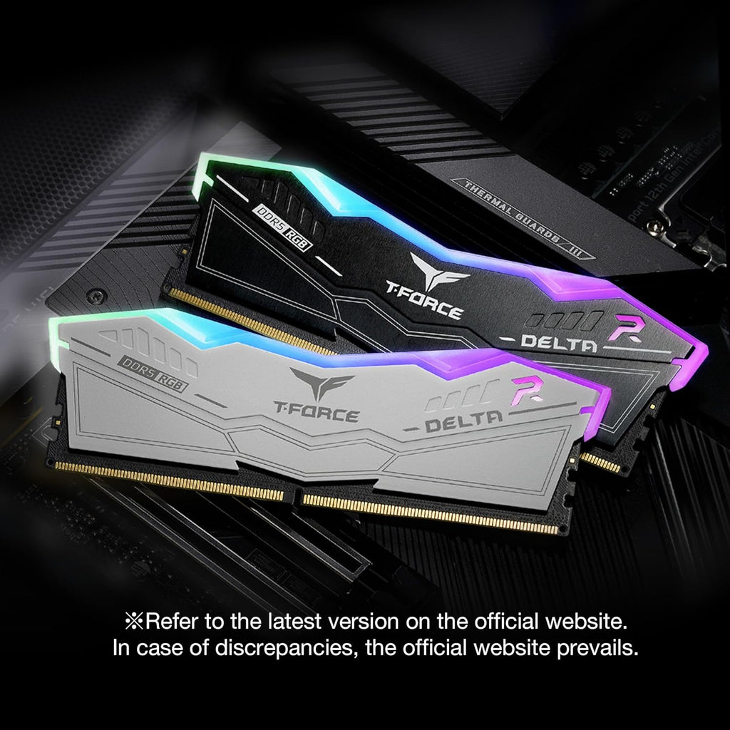 TEAMGROUP T-Force Delta RGB DDR5 Ram 32GB (2x16GB) 6000MHz PC5-48000 CL30 Intel XMP 3.0 & AMD Expo Compatible Desktop Memory Module Ram White FF4D532G6000HC30DC01