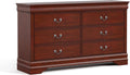 Furniture of America Arabella Traditional 6-Drawer Double Dresser with Antique Nickle Handles and Bracket Style Feet, No Assembly, Freestanding Storage Cabinetfor Bedroom, Living Room, Cherry