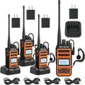 Retevis MateTalk C6B GMRS 2 Way Radio Long Range,Fast Charging Walkie Talkies Rechargeable with Earpieces,NOAA,LCD Screen,Type-C,1500mAh,Easy Pairing,Rugged Two Way Radio for Security Job site(4 Pack)