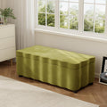 Christopher Knight Home Pean Living Room Ottoman with Storage, Velvet Upholstered Storage Ottoman Bench, Sofa Foot Stool with Wood Frame, Bedroom End of Bed Bench, Chic Scalloped Design, Olive Green