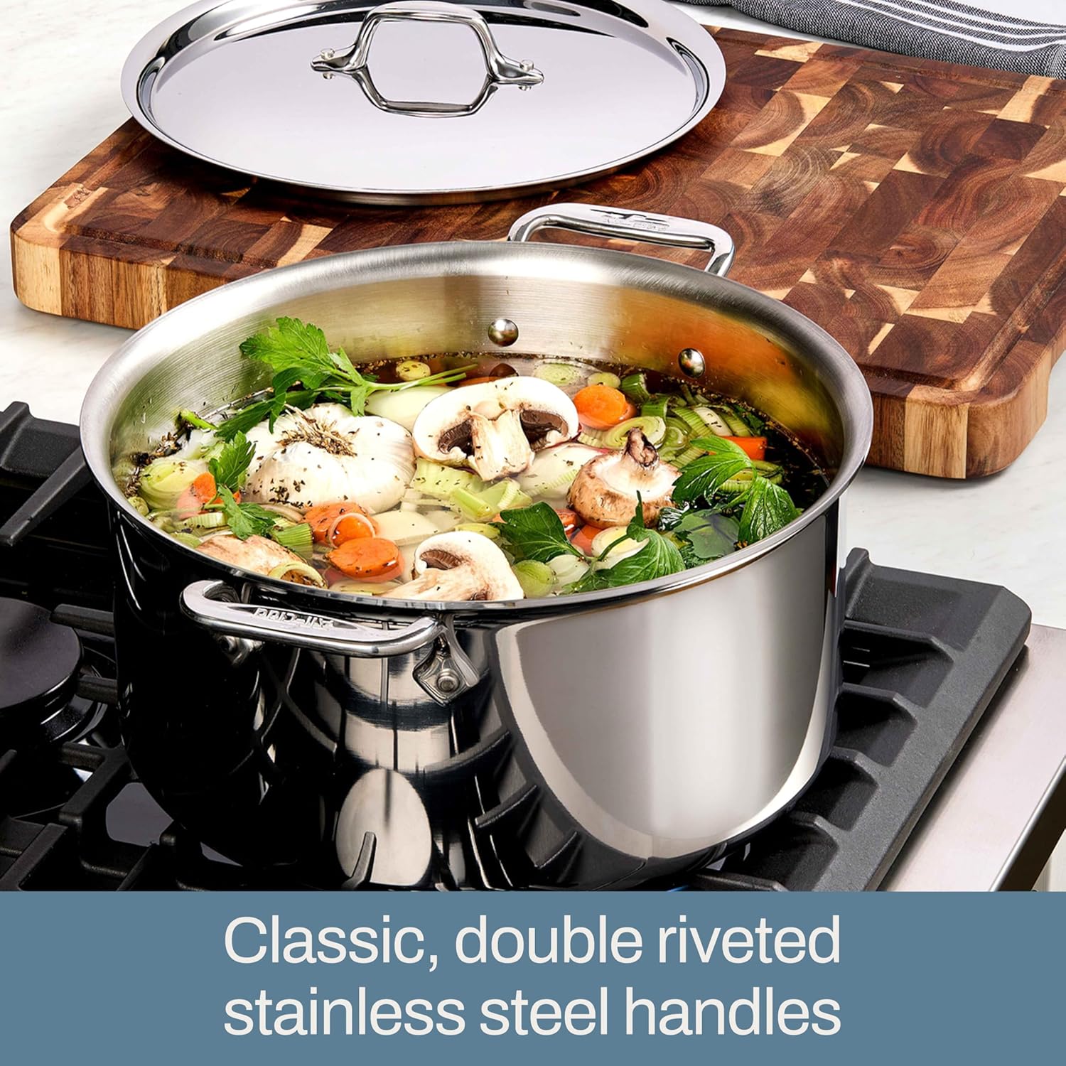 All-Clad D3 Stainless Steel 10 Piece Cookware Set- Made in USA- Includes Frying Pans, Saucepan, Soup Pot, Sautépan, Stockpot - Professional Grade -Oven Safe & Induction Compatible