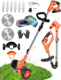 Cordless Weed Wacker, 21V 2-in-1 Lightweight Stringless Weed Wacker, Foldable 2.0Ah Battery Powered Weed Trimmer, Grass Trimmer/Brush Cutter/Edger Lawn Tool for Yard Lawns Garden