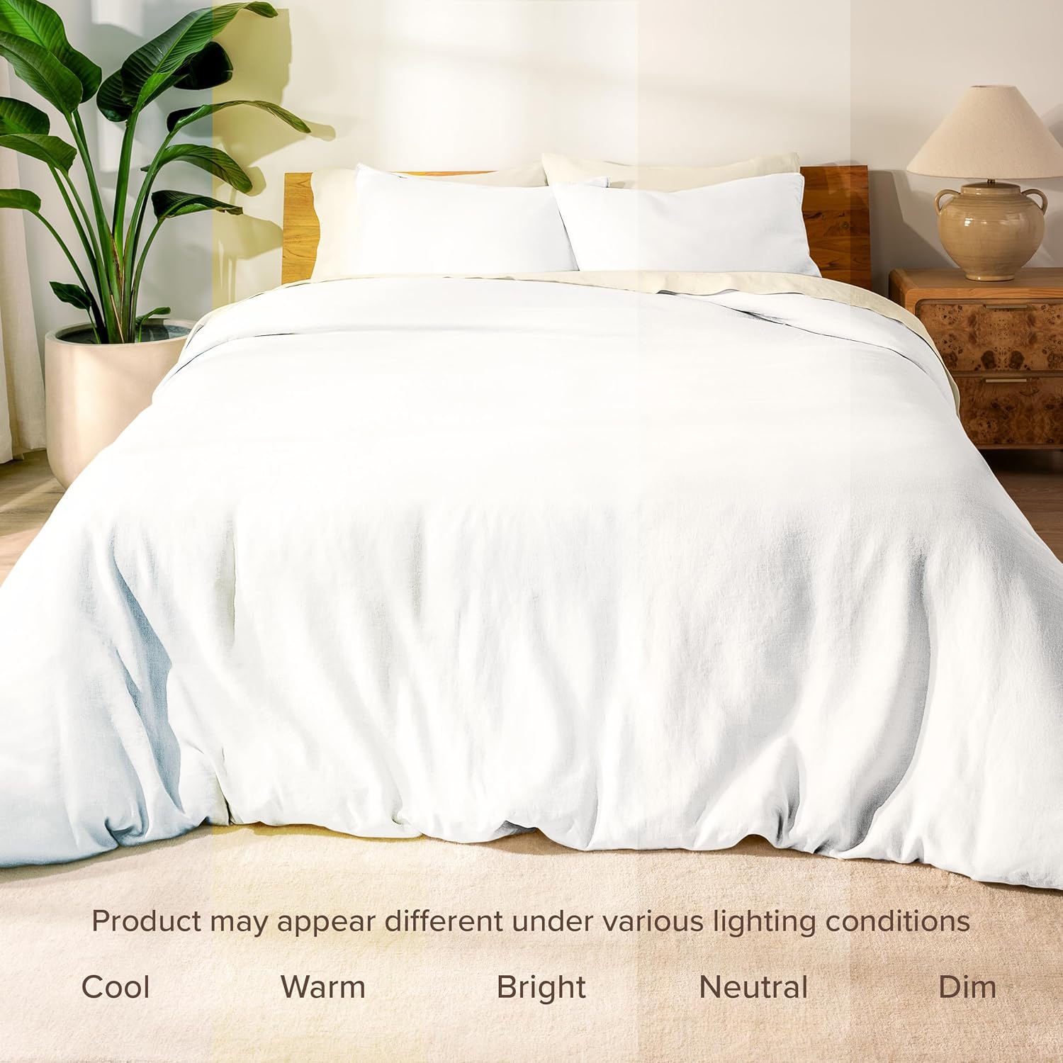 Bare Home Twin/Twin Extra Long Duvet Cover - 100% European Linen - Breathable and Durable - Duvet Cover with Pillow Sham (Twin/Twin XL, Soft White)