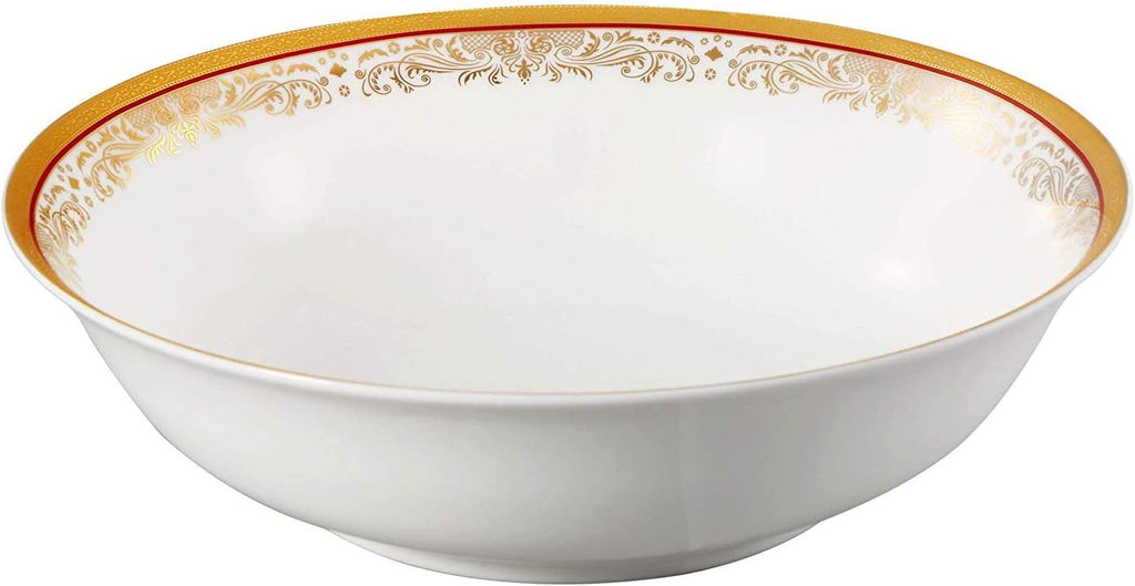 Lorren Home Trends La Luna Collection Bone China 57-Piece Red and 24K Gold Design Dinnerware Set, Service for 8