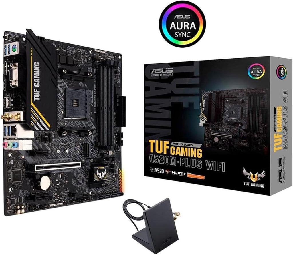 Micro Center AMD Ryzen 5 5500 Desktop Processor with ASUS TUF Gaming A520M-PLUS (WiFi) AM4 microATX Motherboard (M.2 Support, 802.11ac Wi-Fi, DisplayPort, HDMI)
