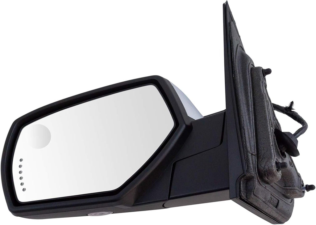 TRQ Driver Side View Mirror Assembly Power Heated Turn Signal Puddle Light Memory Chrome Power Folding Compatible with 2014-2018 Chevrolet Silverado/Sierra 1500 15-19 2500HD/3500HD