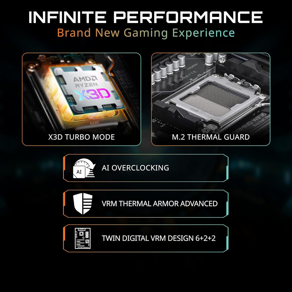 MICRO CENTER AMD Ryzen 7 9700X CPU Processor with GIGABYTE B850 Gaming WIFI6 Motherboard (ATX, DDR5, 3X M.2, PCIe 5.0, USB-C, WIFI6)