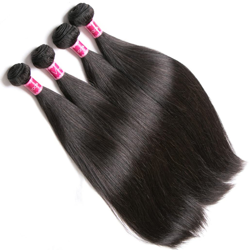 Human Hair Bundles Straight Hair 4 Bundles 18 20 22 24 Inch Brazilian Virgin Hair 100% Unprocessed Natural Black Bundles