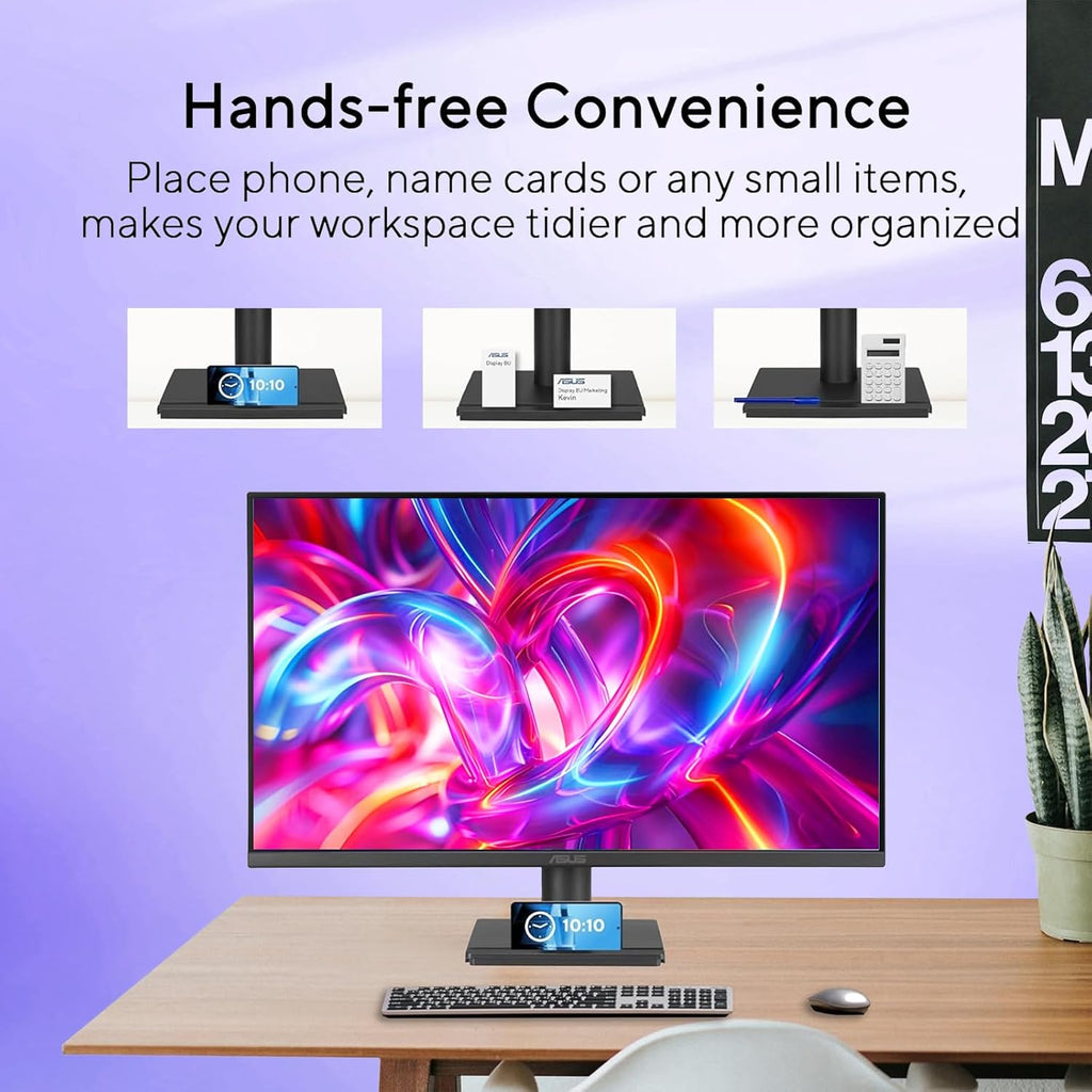 ASUS 24 inch Monitor, FHD(1920x 1080), 120Hz, 1ms, Adaptive-Sync, 99% sRGB, Anti-Glare, Eye Care, VESA Mountable, Speakers, HDMI, DisplayPort, VGA, Frameless, Tilt Adjust, Black, for Office and Gaming