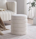 Get Set Style Modern Round Ottoman with Soft Padded Seat, Storage Vanity Chairs for Makeup, Upholstered Footrest Stool Ottoman Foot Stool for Living Room, Bedroom
