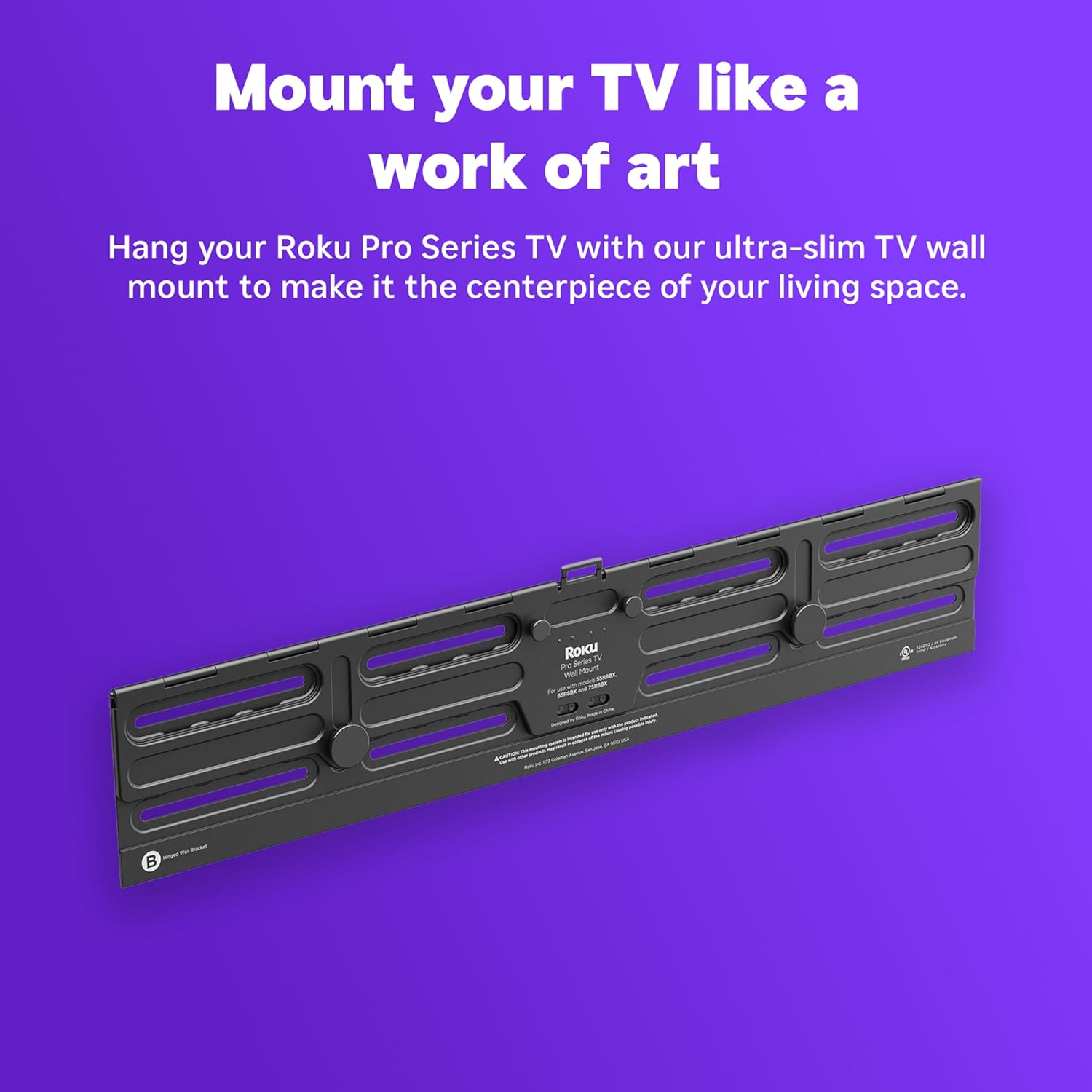 Roku Smart TV – 55-Inch Pro Series, Mini-LED TV – RokuTV with Backlit Voice Remote Pro Wall Mount Kit for 55-Inch Pro Series TV - Ultra-Slim with Minimalist