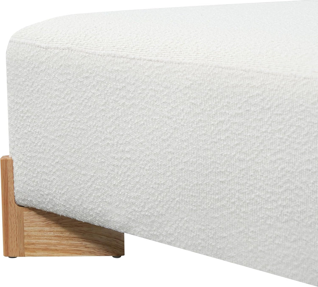 Christopher Knight Home Sheena Square Ottoman Foot Rest, Boucle Upholstered Ottoman Coffee Table with Rubberwood Legs, Entryway Foot Stools Ottoman, Modern Side Table for Living Room, Ivory