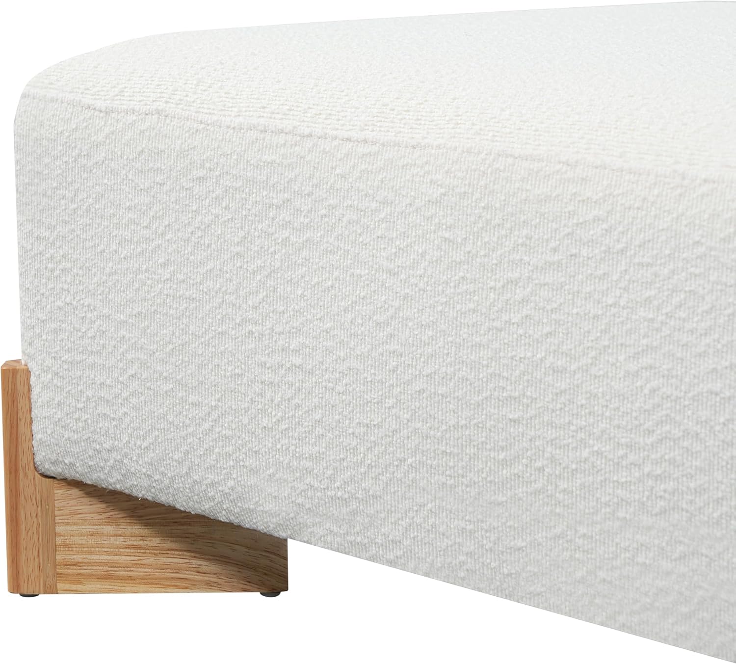 Christopher Knight Home Sheena Square Ottoman Foot Rest, Boucle Upholstered Ottoman Coffee Table with Rubberwood Legs, Entryway Foot Stools Ottoman, Modern Side Table for Living Room, Ivory