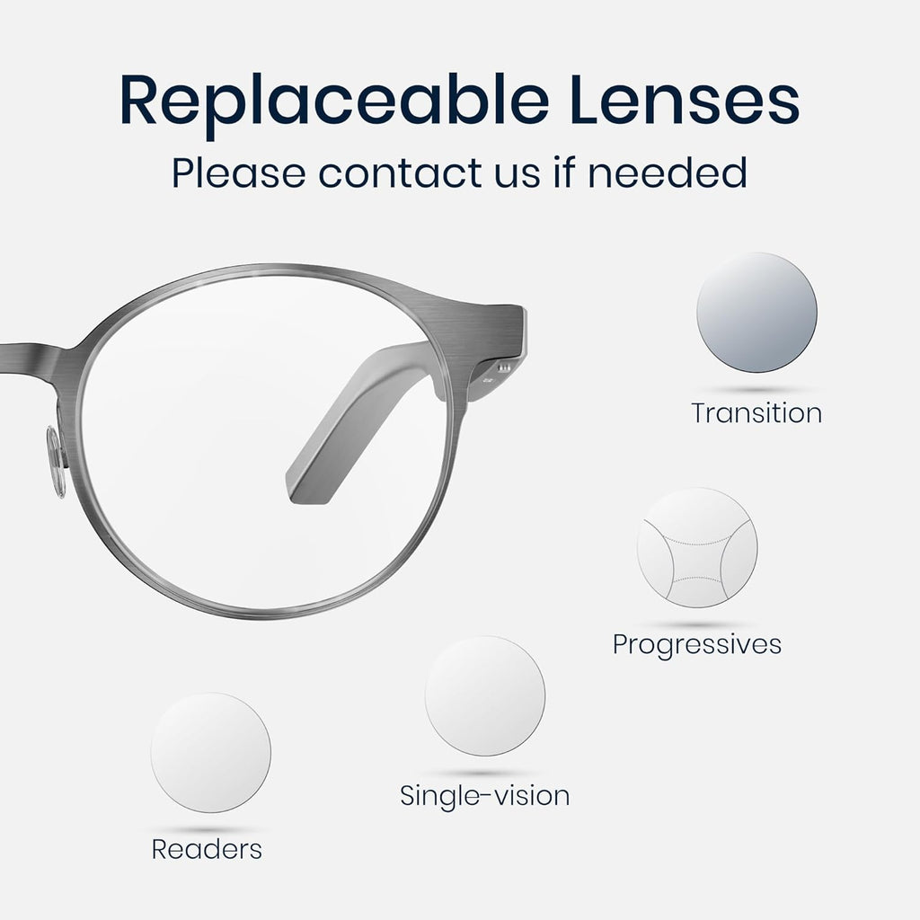 AI Smart Glasses,Titanium Frame,Real-Time Translation,Recording Glasses with ChatGPT,Bluetooth Audio Glasses, 48H Battery Life for Men and Women,Gray