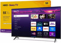 Roku Hiro TV 55" 4K HDR10 Smart TV Flat Screen LED TV & Dolby Audio Streaming, with Wi-Fi & Bluetooth, 3X HDMI Ports, Supports Apple Airplay - H55C4C4 (Renewed)