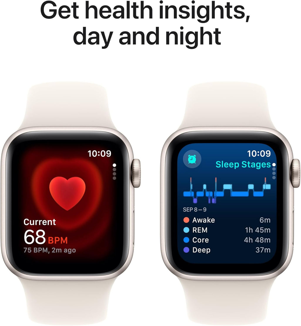 Apple Watch SE (2nd Gen) GPS 40mm Smartwatch with Starlight Aluminum Case with Starlight Sport Band S/M. Fitness and Sleep Trackers, Crash Detection, Heart Rate Monitor, Retina Display