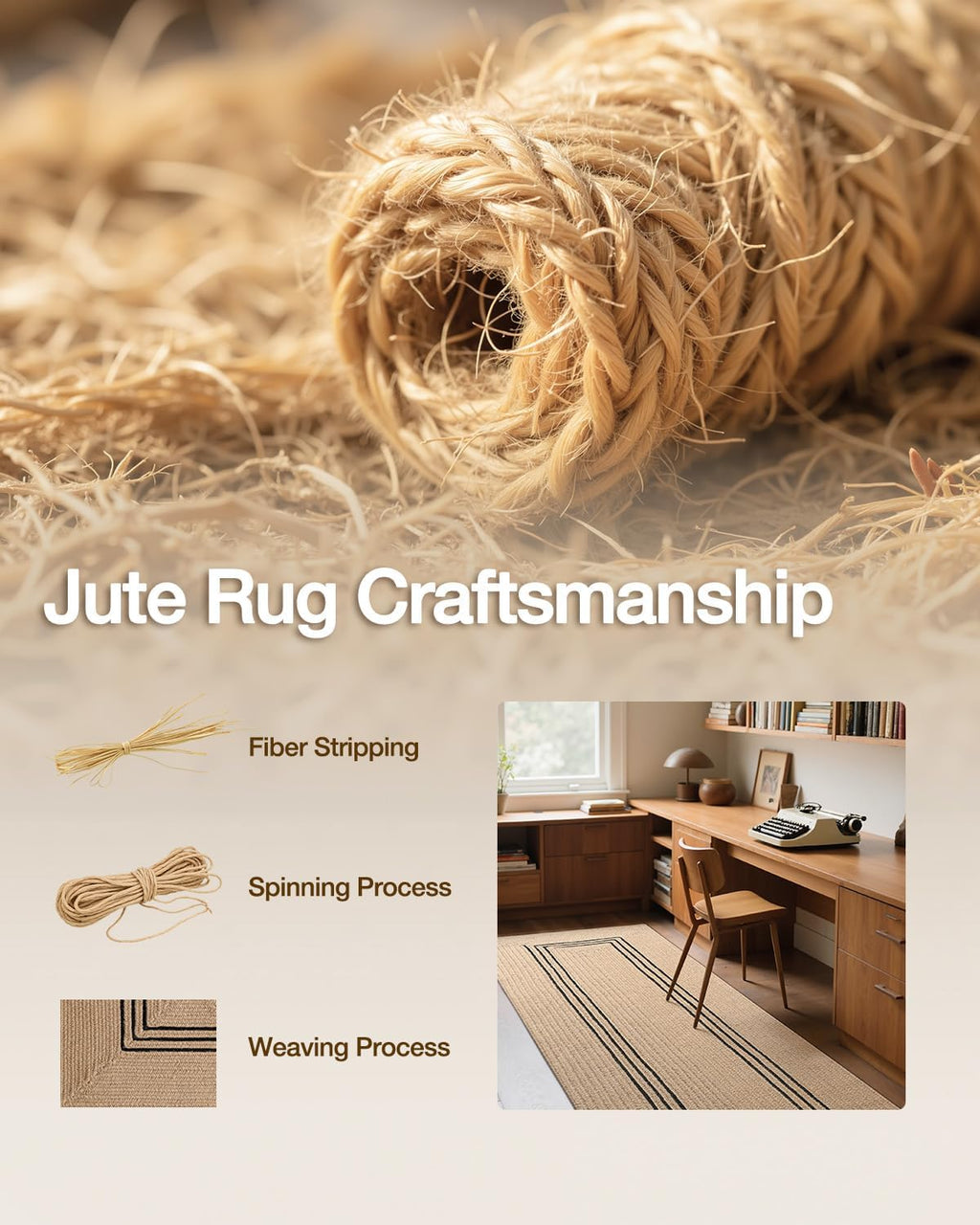 LUMI 3x8 Jute Runner Rug Non Slip for Hallway, Natural Rustic Carpet No Shedding, Farmhouse Braided Area Mat Indoor High Traffic for Living Room, Entryway, Kitchen, Laundry