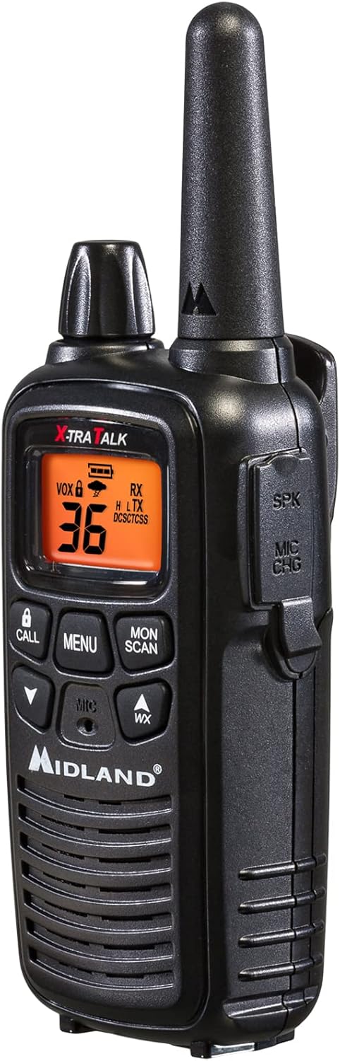 Midland LXT600BBX4 FRS Business Walkie Talkies - Long Range 36-Channel Two-Way Radios with Headsets and Charging Base, NOAA Weather Alerts (8-Pack, Black)